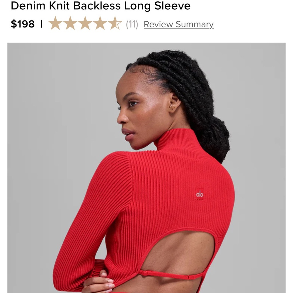 ALO Yoga Vibrant Red Backless Knit Sweater